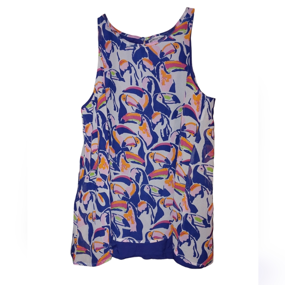 Buckhead Betties Toucan Patterned Sleeveless Blouse, Size M